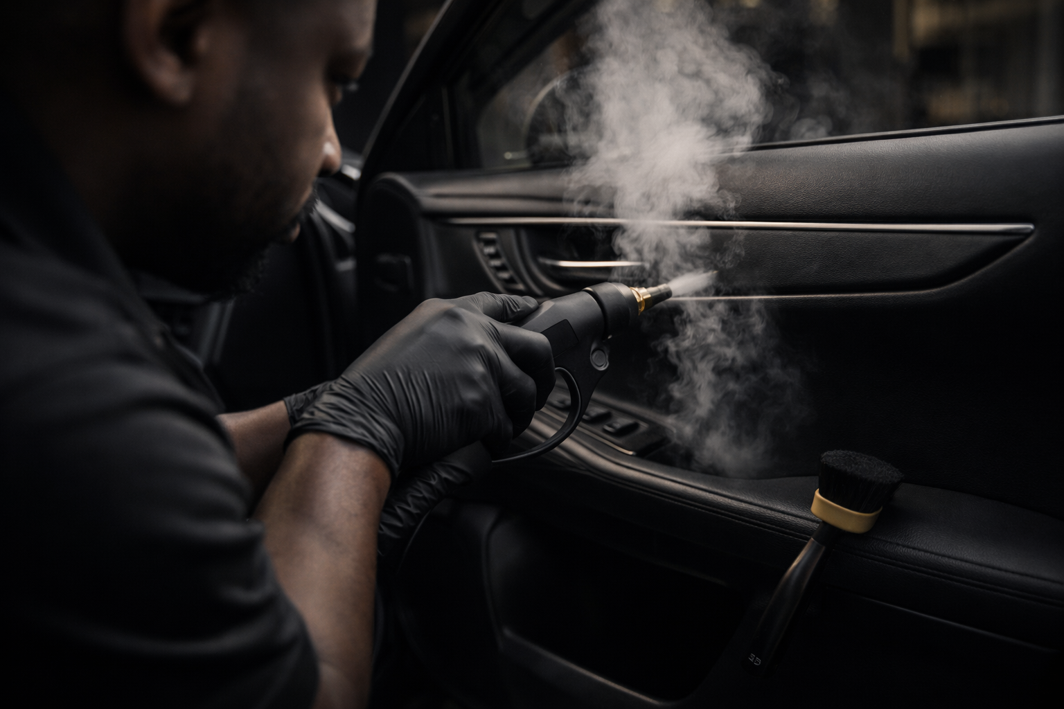 Close-up luxury detailing finish and paintwork