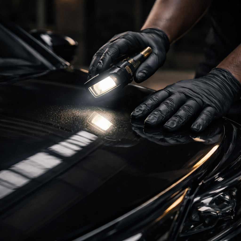 Quality control inspection under detailing light